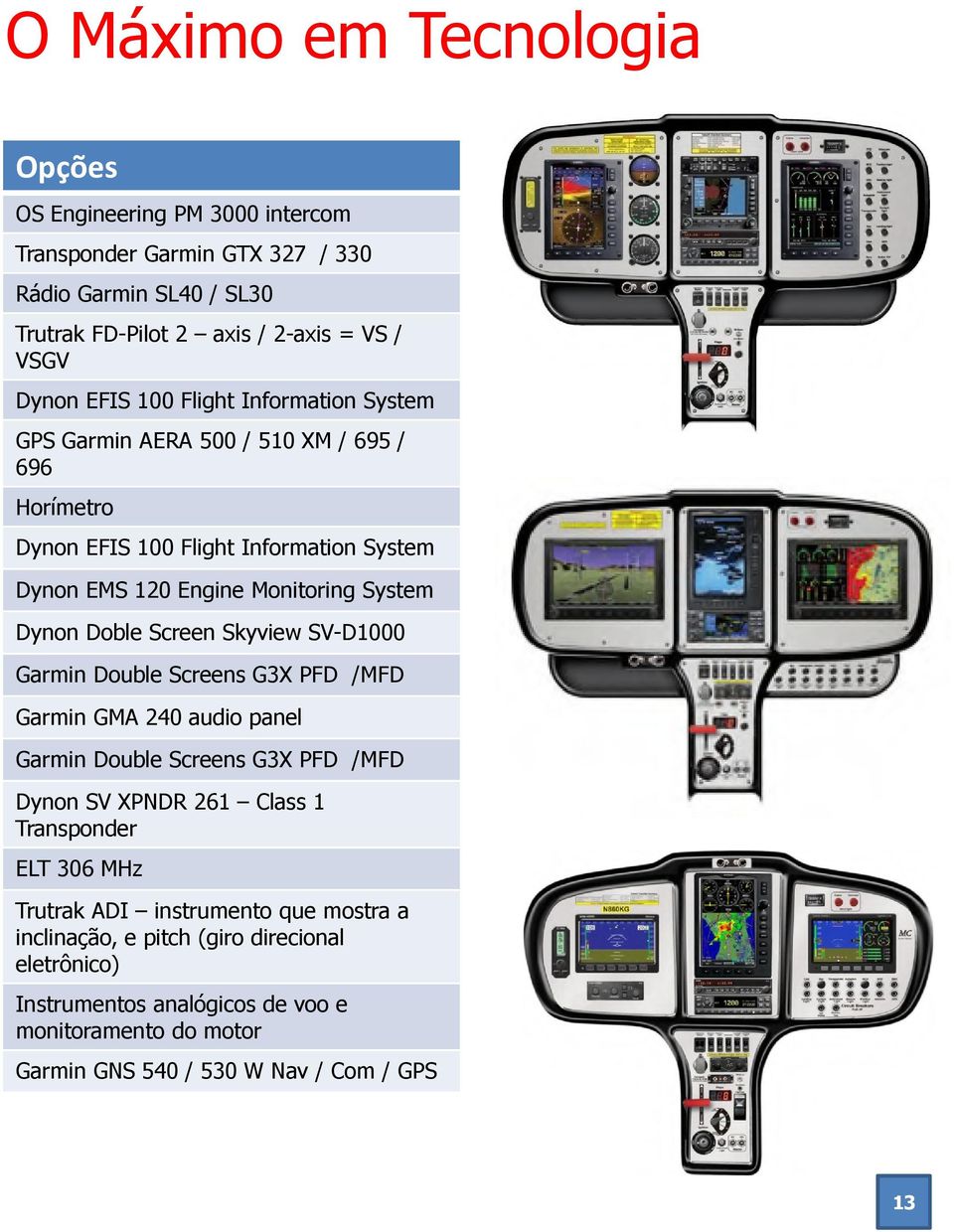 Screen Skyview SV-D1000 Garmin Double Screens G3X PFD /MFD Garmin GMA 240 audio panel Garmin Double Screens G3X PFD /MFD Dynon SV XPNDR 261 Class 1 Transponder ELT 306 MHz