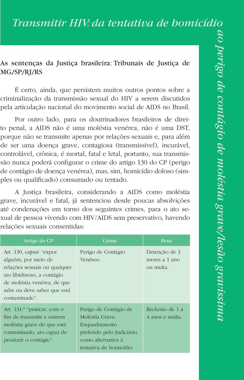 Por outro lado, para os doutrinadores brasileiros de direito penal, a AIDS não é uma moléstia venérea, não é uma DST, porque não se transmite apenas por relações sexuais e, para além de ser uma