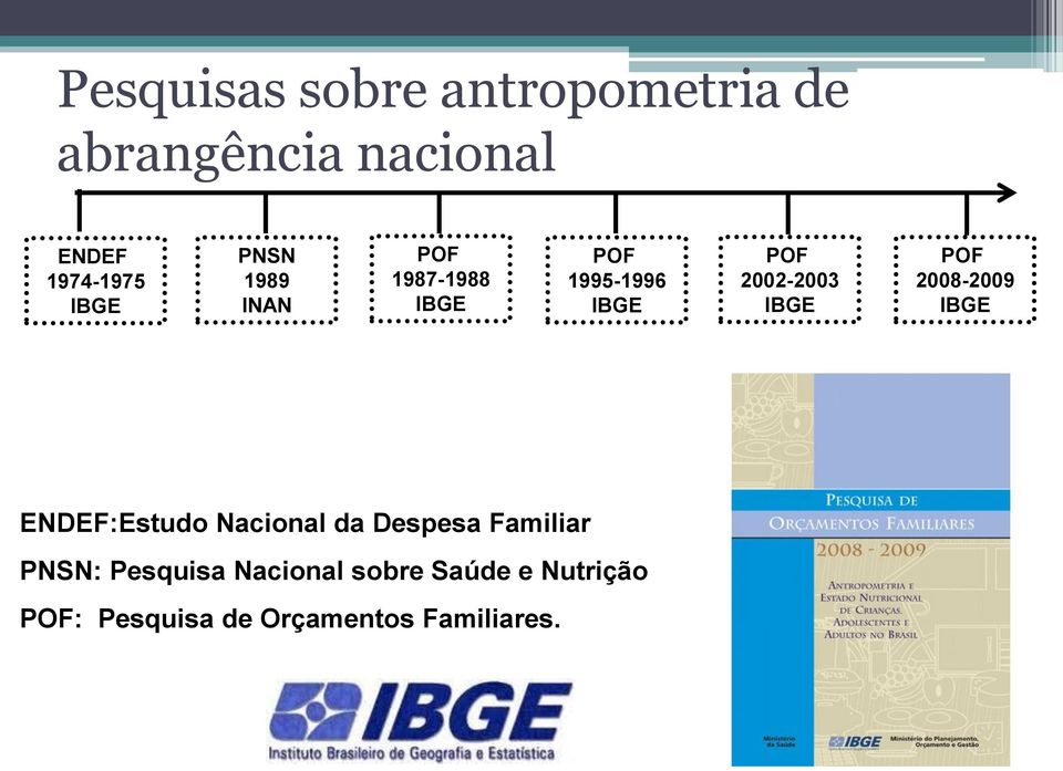 IBGE POF 2008-2009 IBGE ENDEF:Estudo Nacional da Despesa Familiar PNSN: