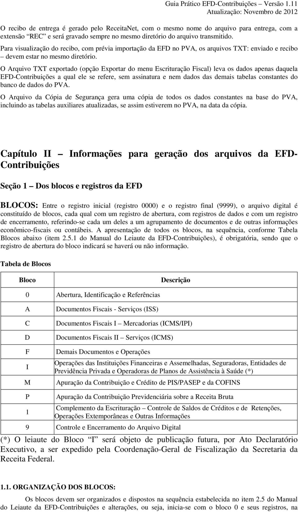 O Arquivo TXT exportado (opção Exportar do menu Escrituração Fiscal) leva os dados apenas daquela EFD-Contribuições a qual ele se refere, sem assinatura e nem dados das demais tabelas constantes do