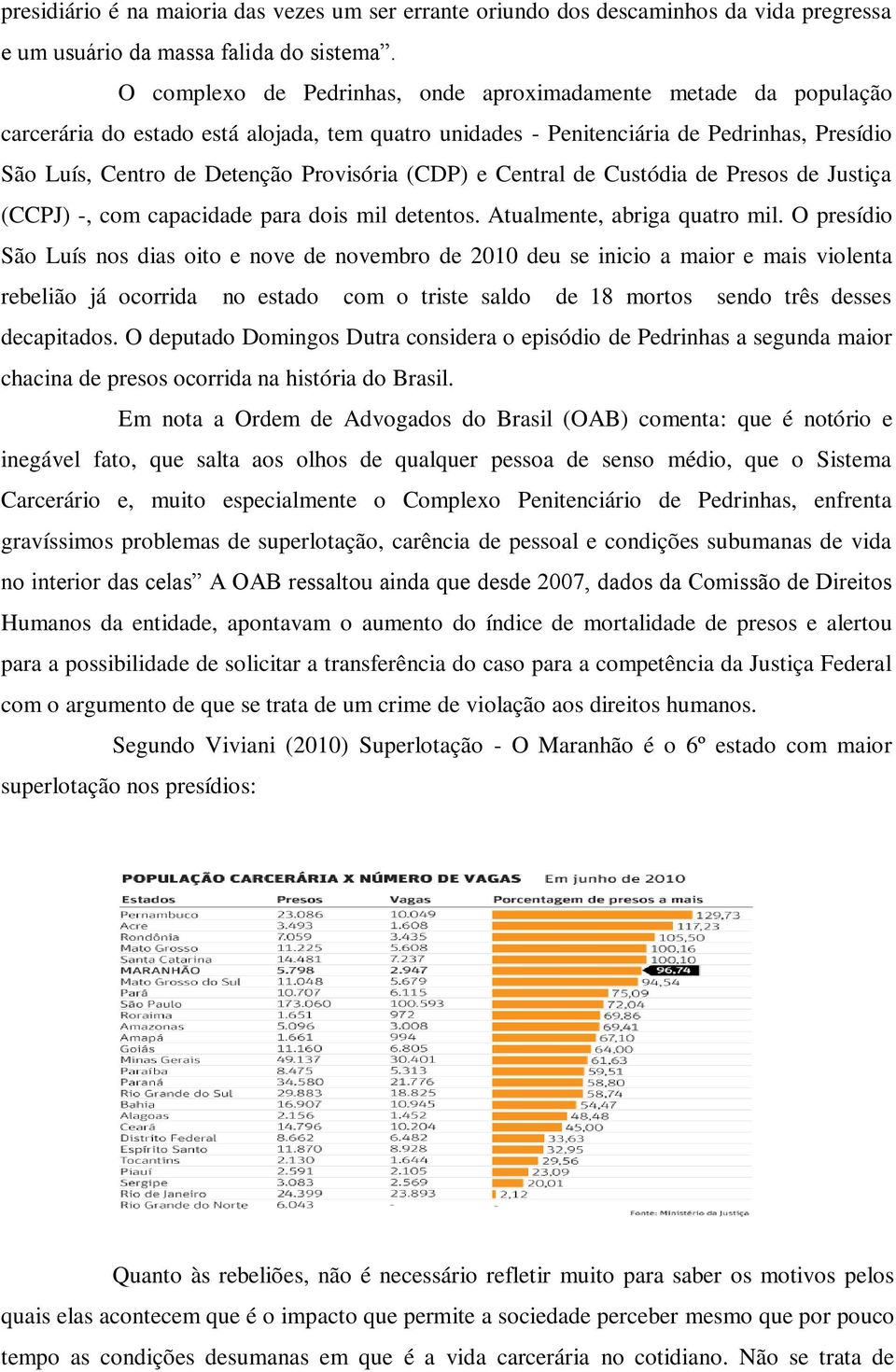 (CDP) e Central de Custódia de Presos de Justiça (CCPJ) -, com capacidade para dois mil detentos. Atualmente, abriga quatro mil.