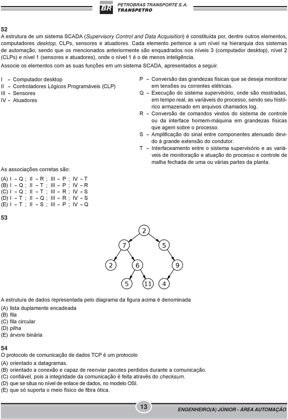 e atuadores), onde o nível 1 é o de menos inteligência. Associe os elementos com as suas funções em um sistema SCADA, apresentados a seguir.