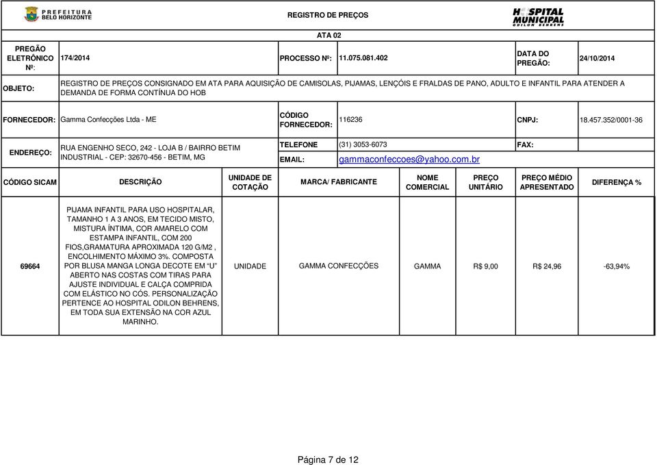 USO HOSPITALAR, TAMANHO 1 A 3 ANOS, EM TECIDO MISTO, MISTURA ÍNTIMA, COR AMARELO COM ESTAMPA INFANTIL, COM 200 FIOS,GRAMATURA APROXIMADA 120 G/M2, ENCOLHIMENTO