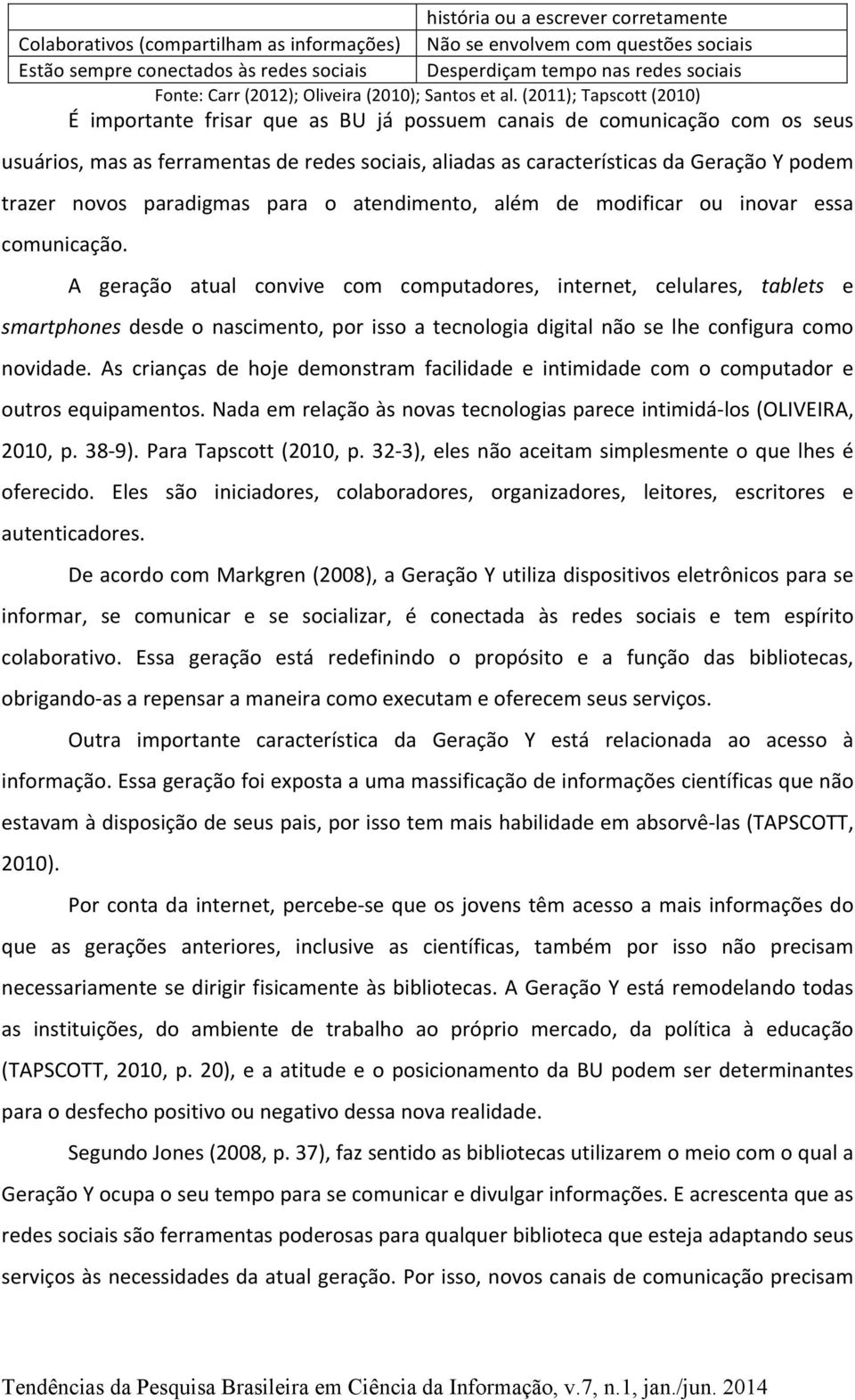 (2011); Tapscott (2010) É importante frisar que as BU já possuem canais de comunicação com os seus usuários, mas as ferramentas de redes sociais, aliadas as características da Geração Y podem trazer