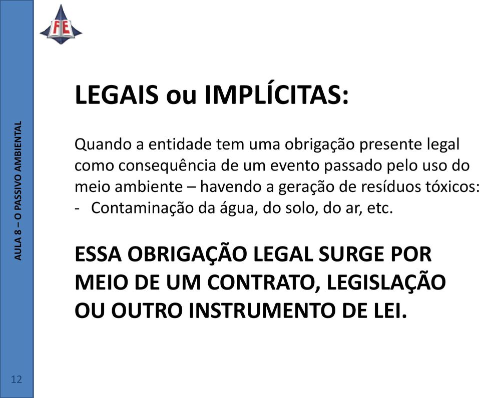 de resíduos tóxicos: - Contaminação da água, do solo, do ar, etc.