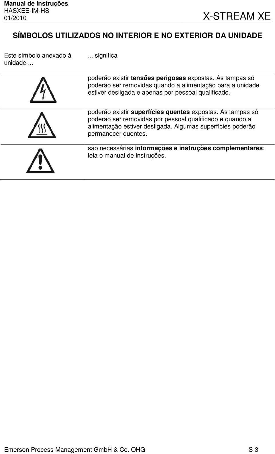 As tampas só poderão ser removidas quando a alimentação para a unidade estiver desligada e apenas por pessoal qualificado.