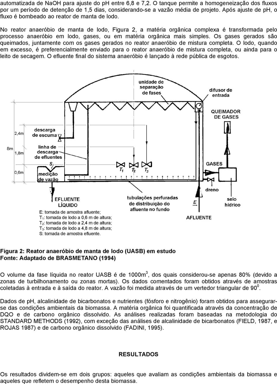 No reator anaeróbio de manta de lodo, Figura 2, a matéria orgânica complexa é transformada pelo processo anaeróbio em lodo, gases, ou em matéria orgânica mais simples.