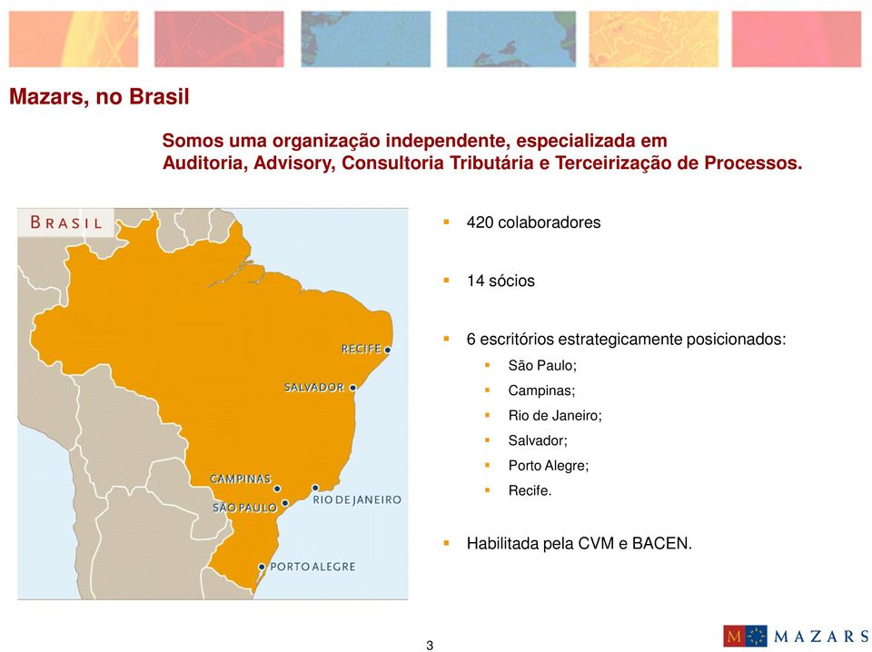 420 colaboradores 14 sócios 6 escritórios estrategicamente posicionados: São