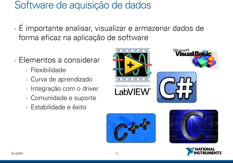 software Elementos a considerar Flexibilidade Curva de