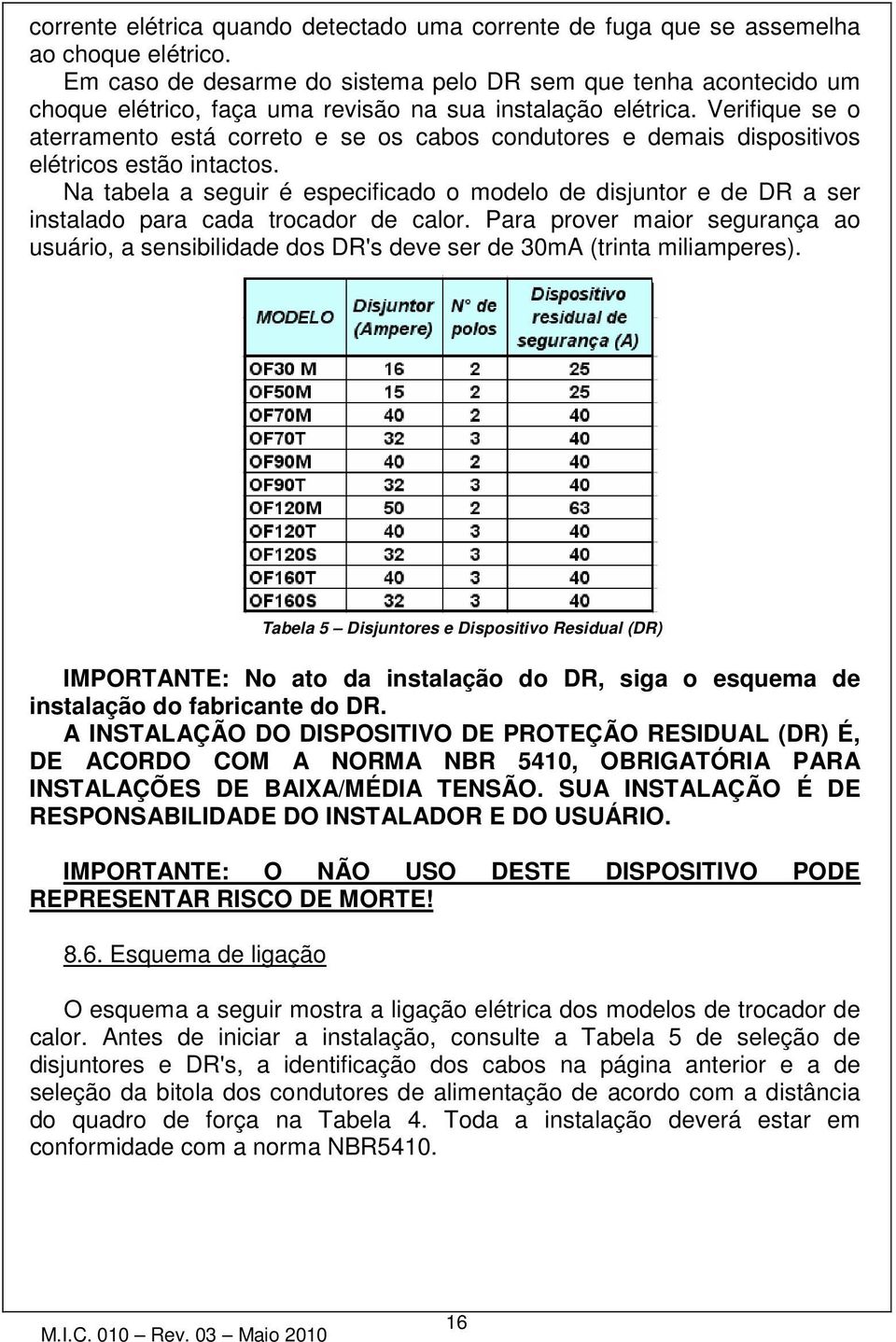 Verifique se o aterramento está correto e se os cabos condutores e demais dispositivos elétricos estão intactos.