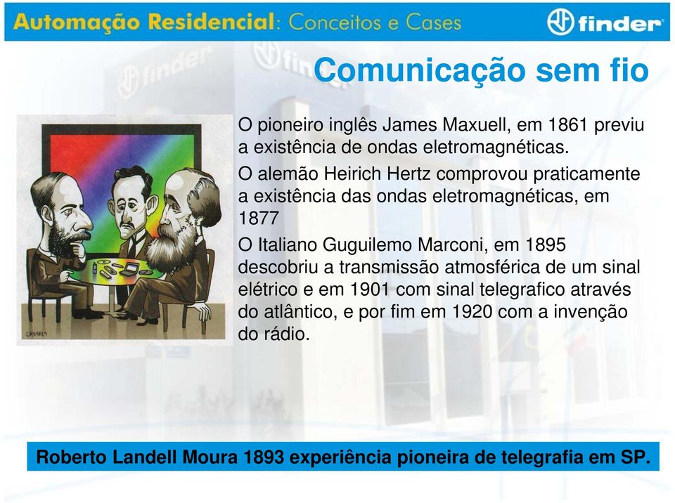 Marconi, em 1895 descobriu a transmissão atmosférica de um sinal elétrico e em 1901 com sinal telegrafico através