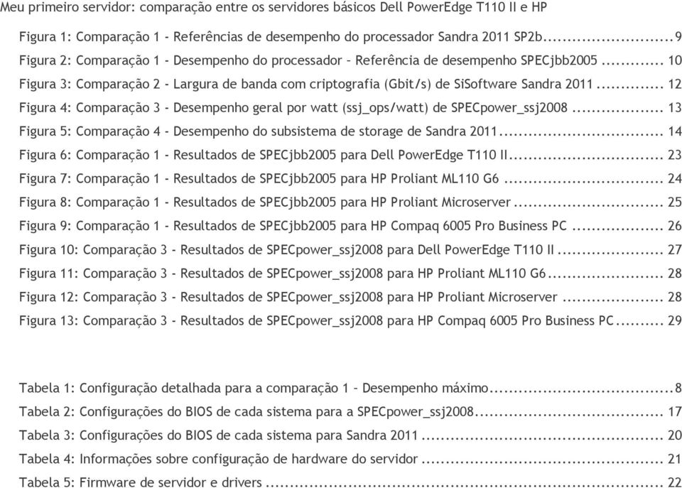 .. 13 Figura 5: Comparação 4 - Desempenho do subsistema de storage de Sandra 2011... 14 Figura 6: Comparação 1 - Resultados de SPECjbb2005 para Dell PowerEdge T110 II.