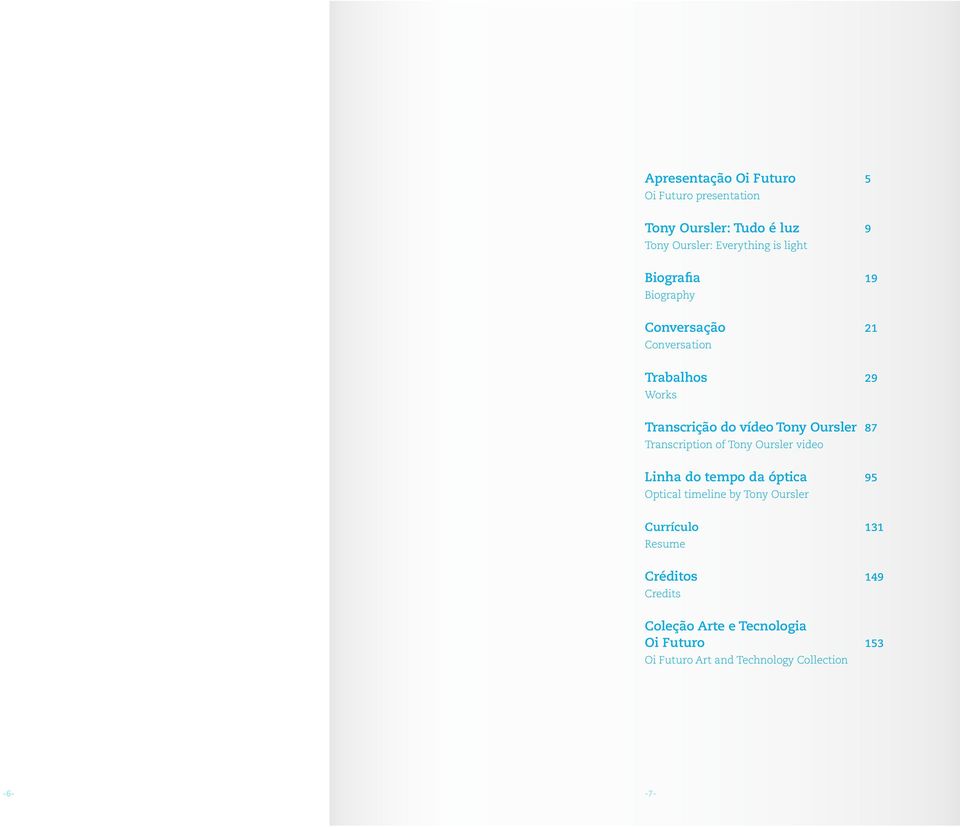 Transcription of Tony Oursler video Linha do tempo da óptica 95 Optical timeline by Tony Oursler Currículo 131