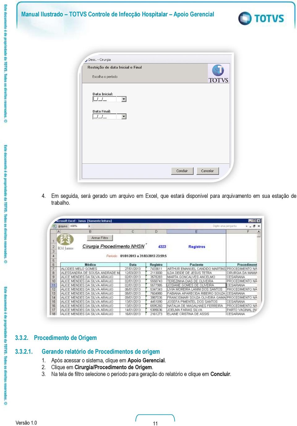 Gerando relatório de Procedimentos de origem 2.