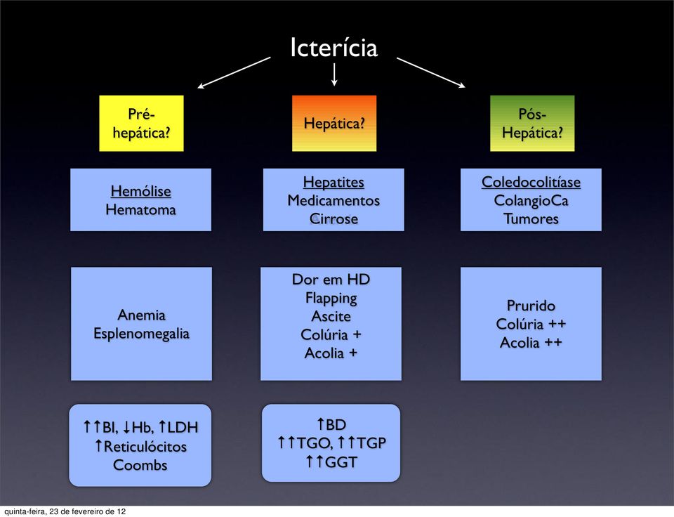 ColangioCa Tumores Anemia Esplenomegalia Dor em HD Flapping Ascite