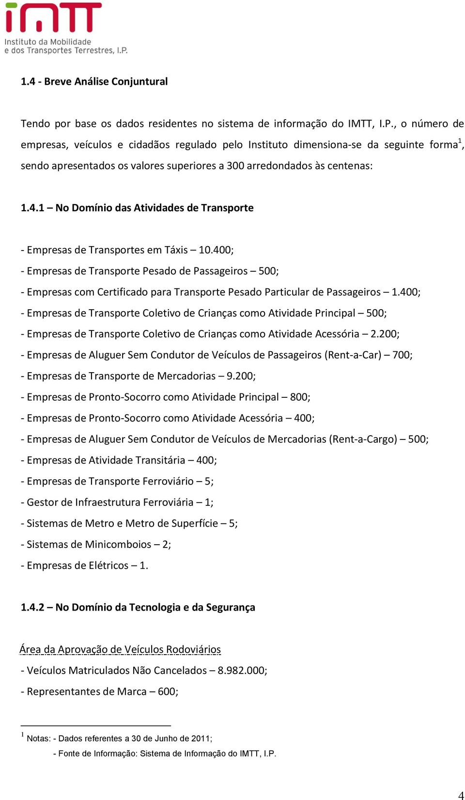 1 No Domínio das Atividades de Transporte - Empresas de Transportes em Táxis 10.