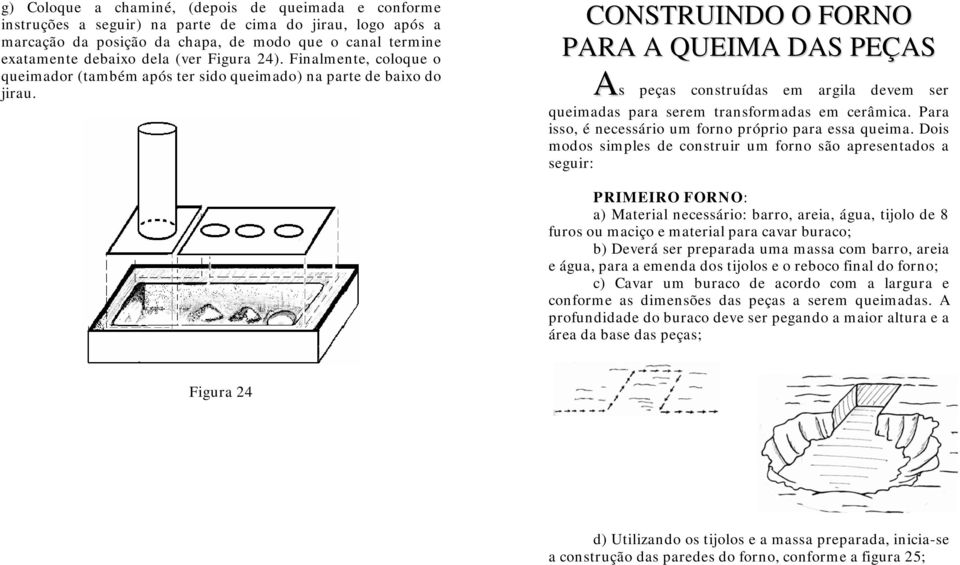 CONSTRUINDO O FORNO PARA A QUEIMA DAS PEÇAS As peças construídas em argila devem ser queimadas para serem transformadas em cerâmica. Para isso, é necessário um forno próprio para essa queima.