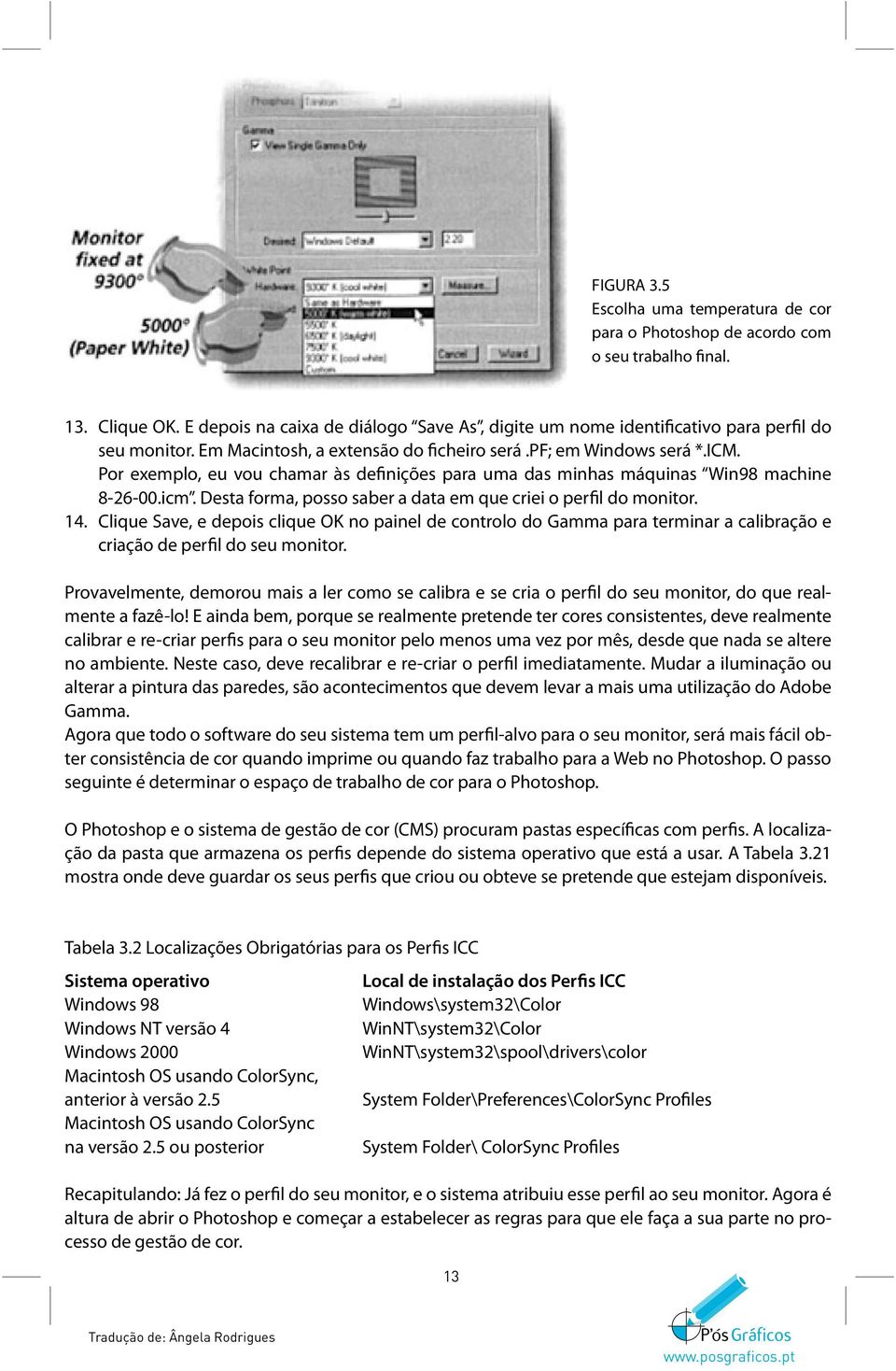 Por exemplo, eu vou chamar às definições para uma das minhas máquinas Win98 machine 8-26-00.icm. Desta forma, posso saber a data em que criei o perfil do monitor. 14.