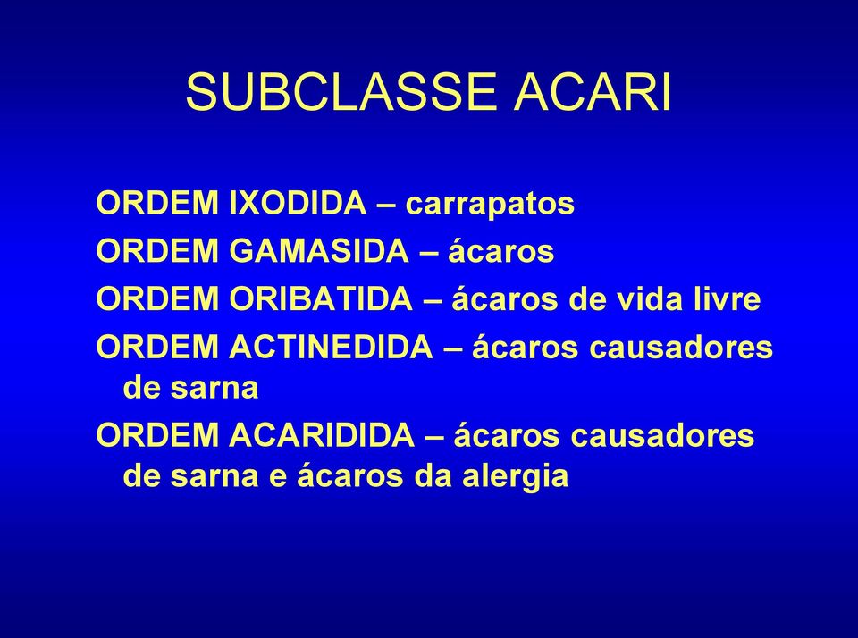 livre ORDEM ACTINEDIDA ácaros causadores de sarna