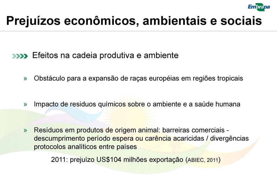 Resíduos em produtos de origem animal: barreiras comerciais - descumprimento período espera ou carência