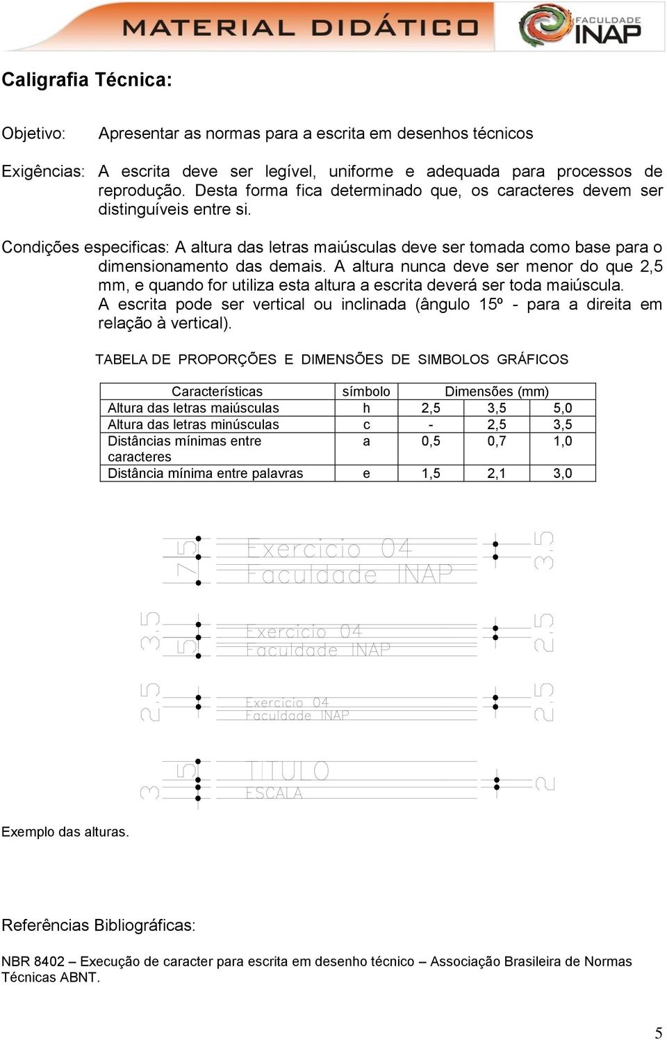 A altura nunca deve ser menor do que 2,5 mm, e quando for utiliza esta altura a escrita deverá ser toda maiúscula.