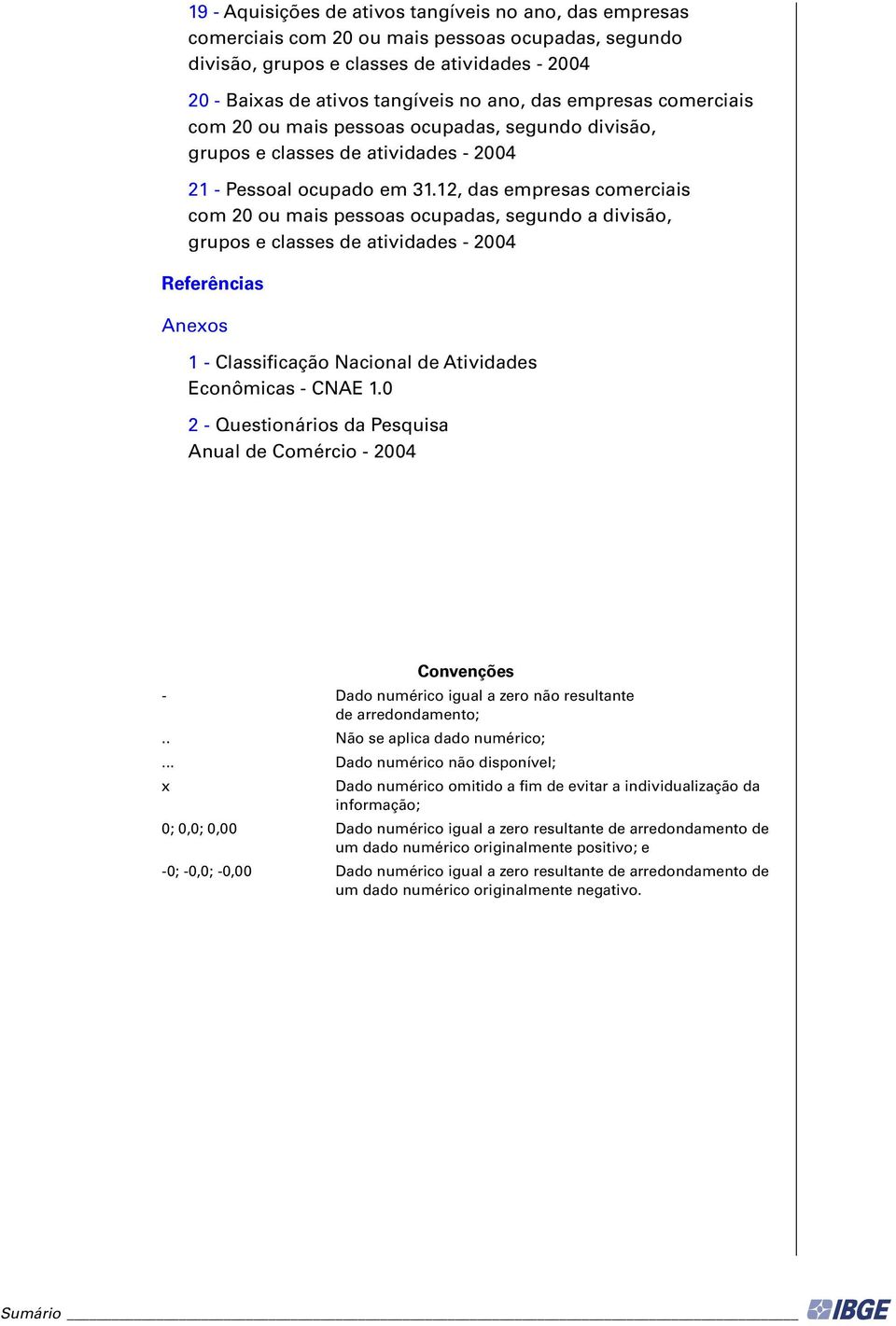 12, das mprsas comrciais com 20 ou mais pssoas ocupadas, sgundo a divisão, grupos classs d atividads - 2004 Rfrências Anxos 1 - Classificação Nacional d Atividads Econômicas - CNAE 1.