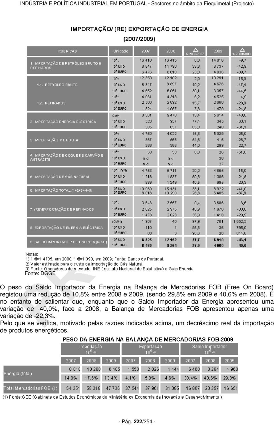 É no entanto de salientar que, enquanto que o Saldo Importador da Energia apresentou uma variação de -40,0%, face a 2008, a