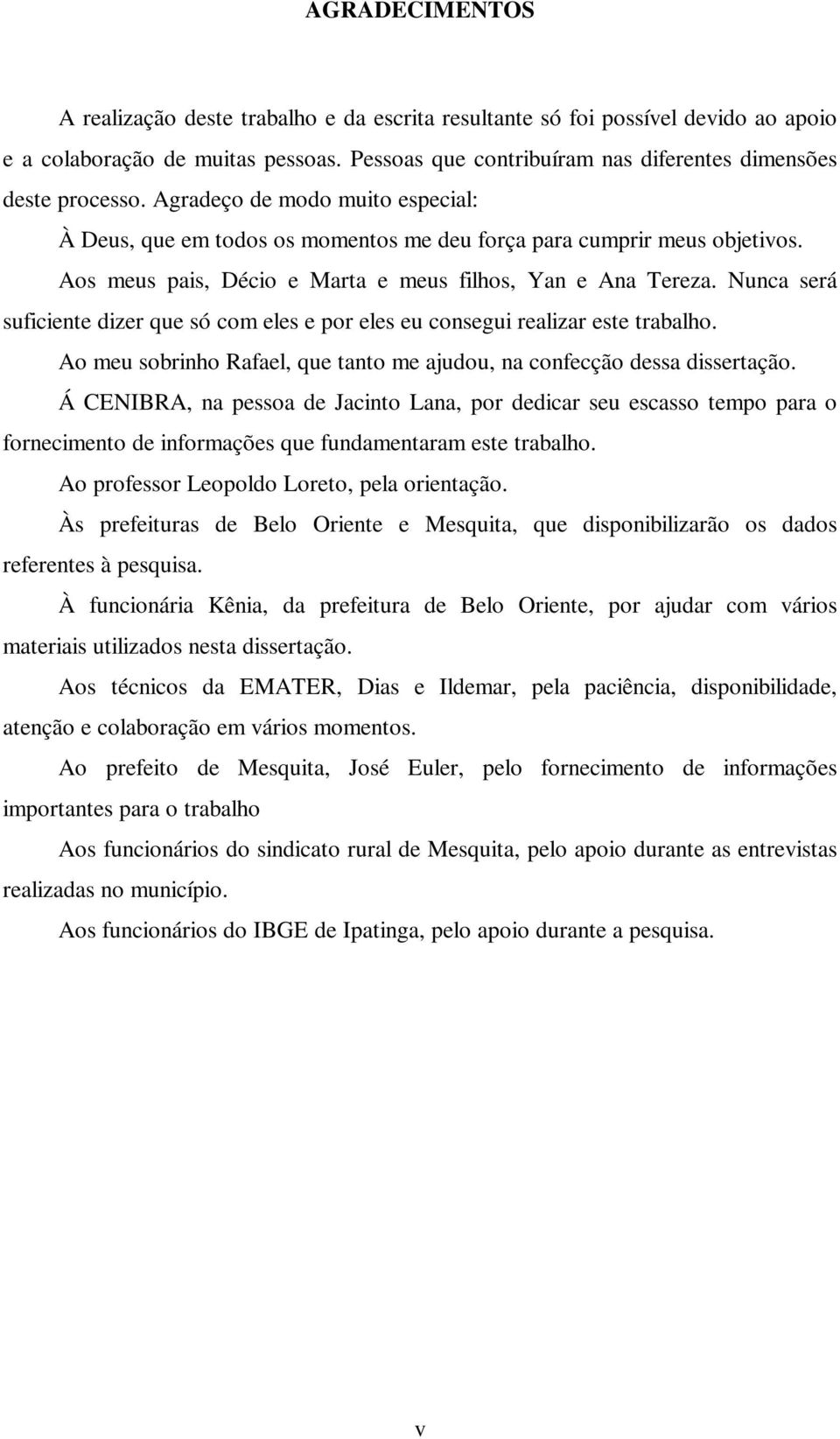 Nunca será suficiente dizer que só com eles e por eles eu consegui realizar este trabalho. Ao meu sobrinho Rafael, que tanto me ajudou, na confecção dessa dissertação.