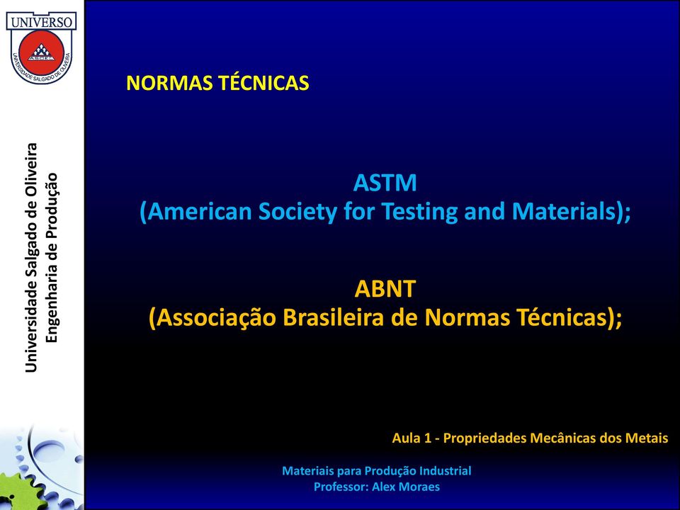 Testing and Materials); ABNT