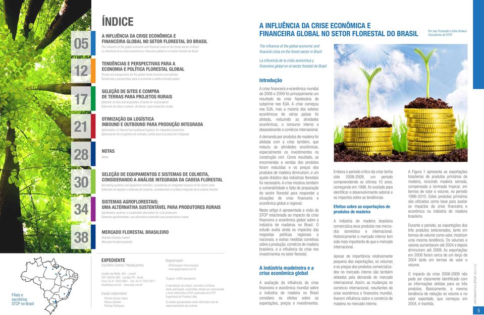 financial crisis on the forest sector in Brazil Por Ivan Tomaselli e Sofia Hirakuri Consultores da STCP 12 TENDÊNCIAS E PERSPECTIVAS PARA A ECONOMIA E POLÍTICA FLORESTAL GLOBAL Trends and