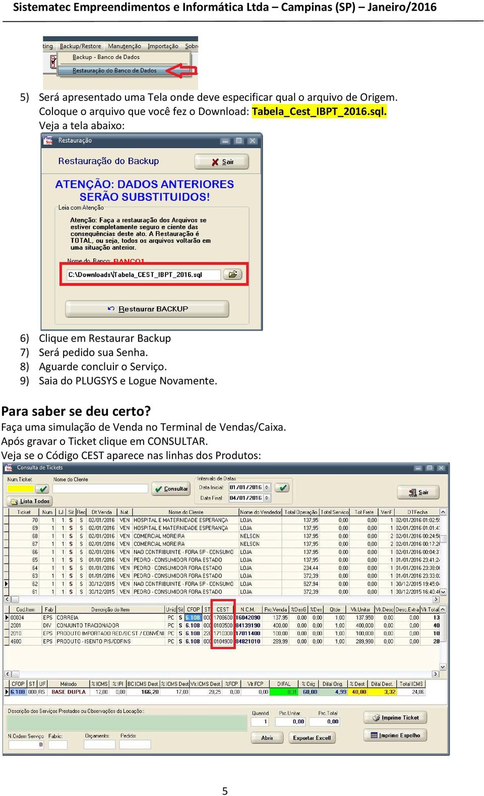 Veja a tela abaixo: 6) Clique em Restaurar Backup 7) Será pedido sua Senha. 8) Aguarde concluir o Serviço.