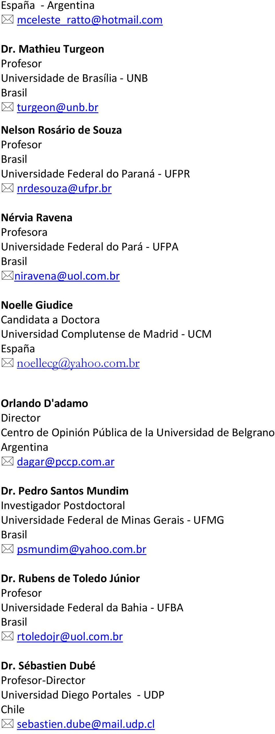 br Noelle Giudice Candidata a Doctora Universidad Complutense de Madrid - UCM España noellecg@yahoo.com.