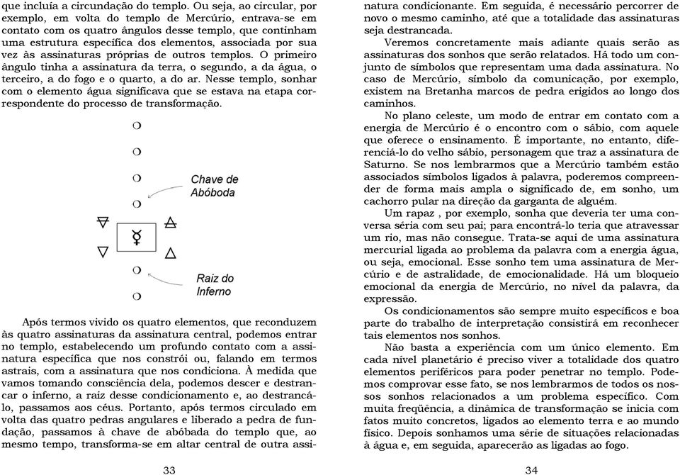 vez às assinaturas próprias de outros templos. O primeiro ângulo tinha a assinatura da terra, o segundo, a da água, o terceiro, a do fogo e o quarto, a do ar.