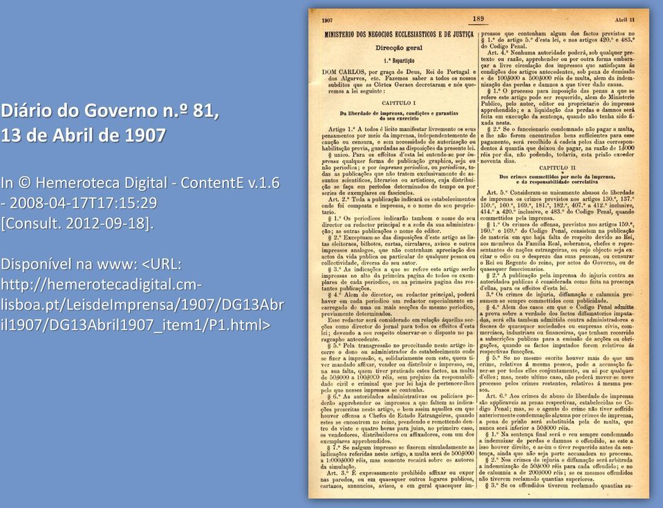 2012-09-18]. Disponível na www: <URL: http://hemerotecadigital.