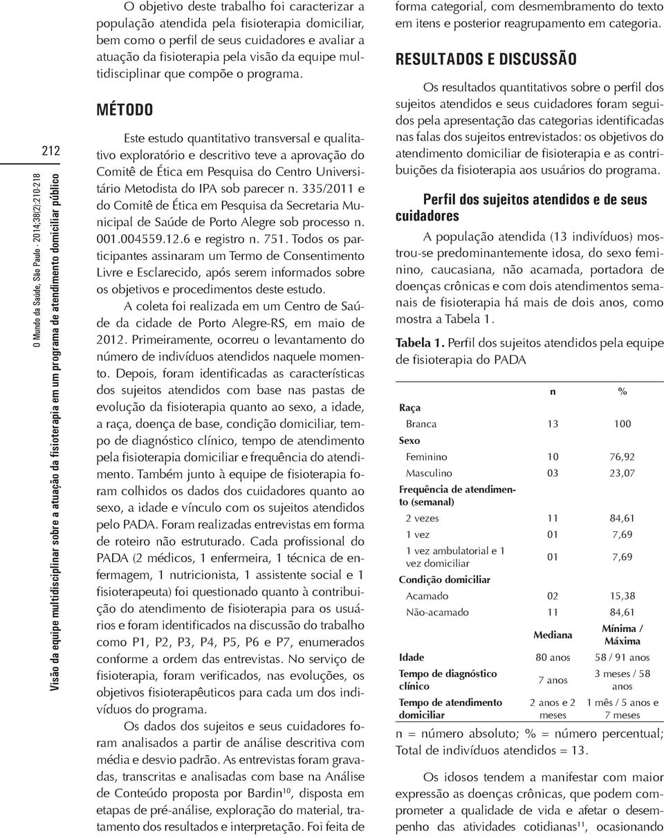 MÉTODO Este estudo quantitativo transversal e qualitativo exploratório e descritivo teve a aprovação do Comitê de Ética em Pesquisa do Centro Universitário Metodista do IPA sob parecer n.