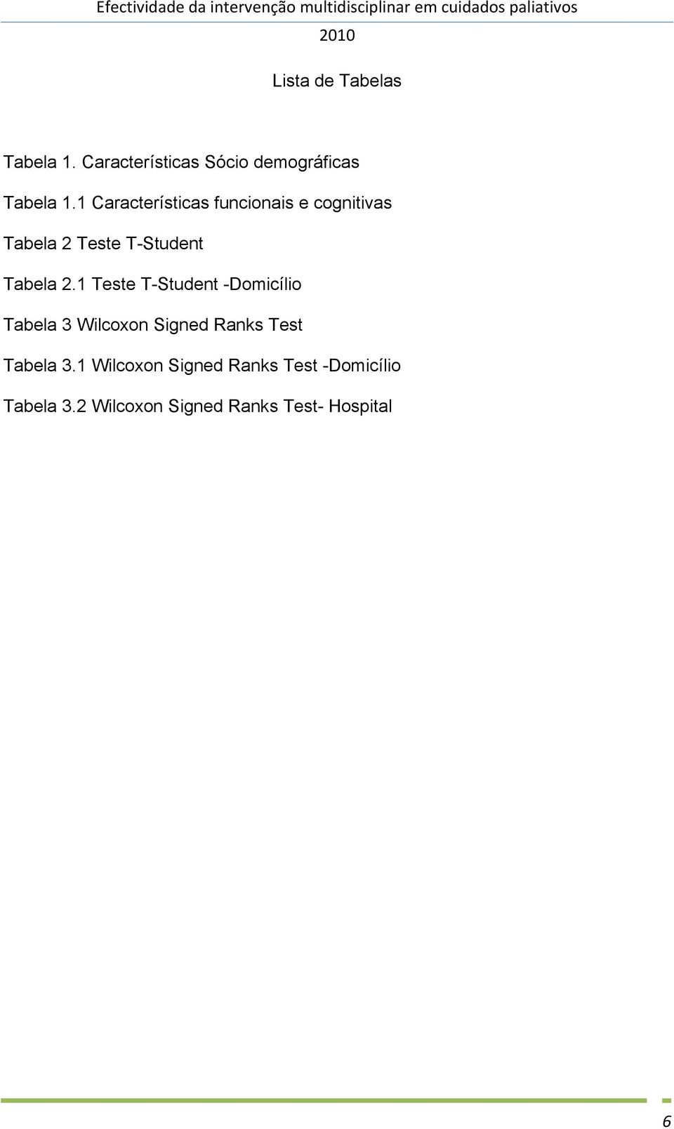 1 Teste T-Student -Domicílio Tabela 3 Wilcoxon Signed Ranks Test Tabela 3.