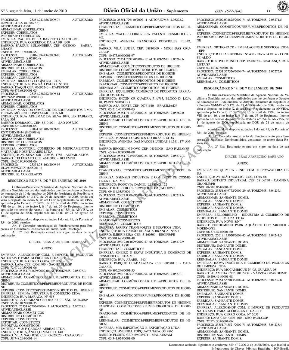 U4415X4YWY23 (8058964) ARMAZENAR: CORRELATOS DISTRIBUIR: CORRELATOS EMBALAR: CORRELATOS EXPEDIR: CORRELATOS FABRICAR: CORRELATOS EMPRESA: BRASLOG LOGÍSTICA LTDA ENDEREÇO: RUA NOVA SÃO PAULO, Nº 318