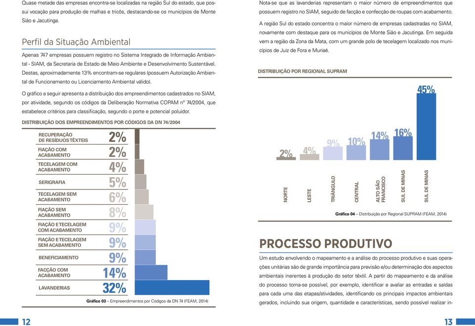 Destas, aproximadamente 13% encontram-se regulares (possuem Autorização Ambiental de Funcionamento ou Licenciamento Ambiental válido).