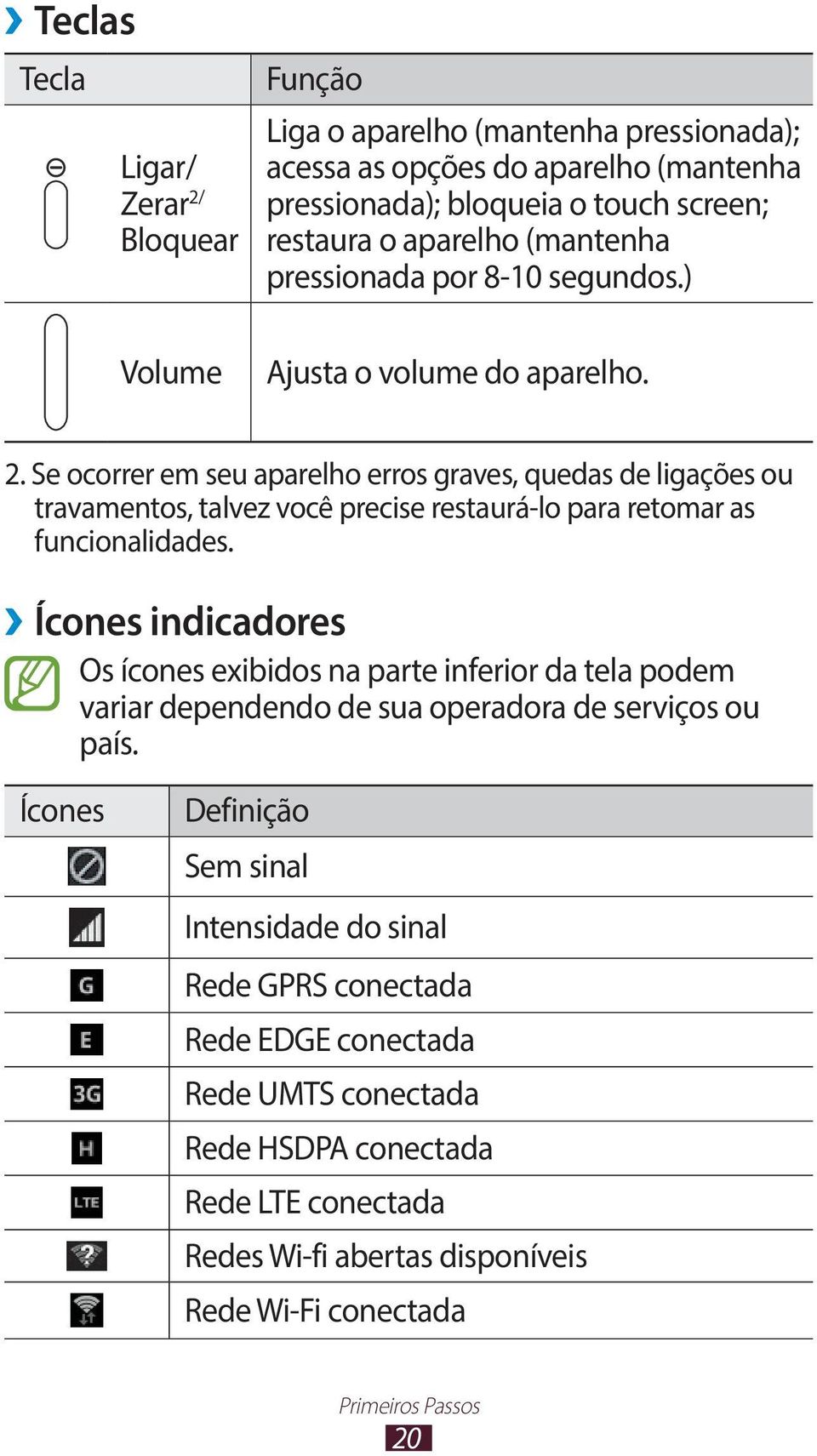 Se ocorrer em seu aparelho erros graves, quedas de ligações ou travamentos, talvez você precise restaurá-lo para retomar as funcionalidades.