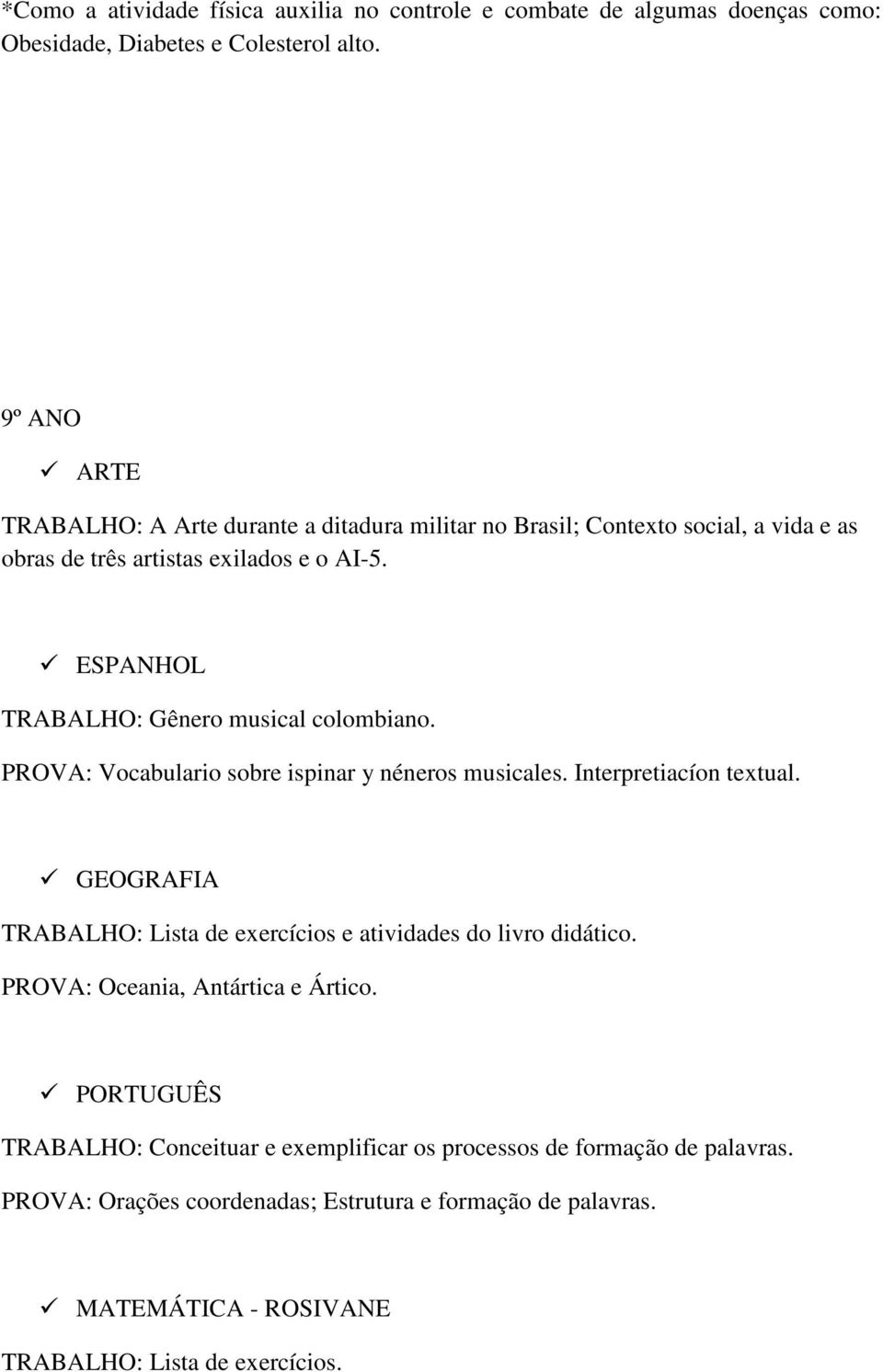 PROVA: Vocabulario sobre ispinar y néneros musicales. Interpretiacíon textual.