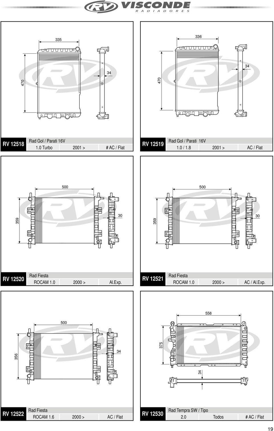 8 2001 > AC / Flat 500 500 359 359 RV 12520 Rad Fiesta ROCAM 1.0 2000 > Al.Exp.