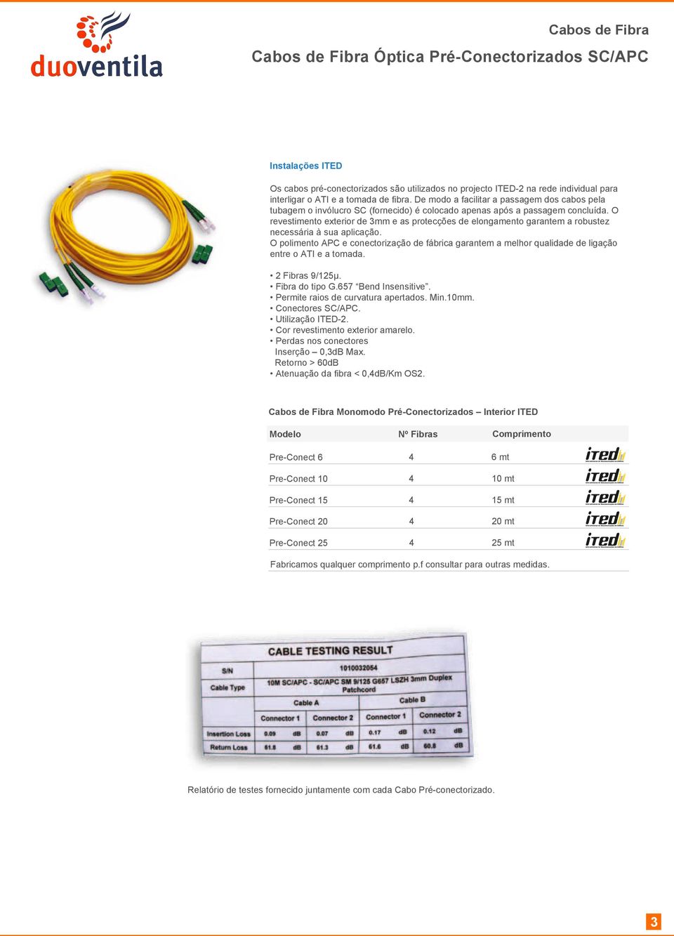 O revestimento exterior de 3mm e as protecções de elongamento garantem a robustez necessária à sua aplicação.