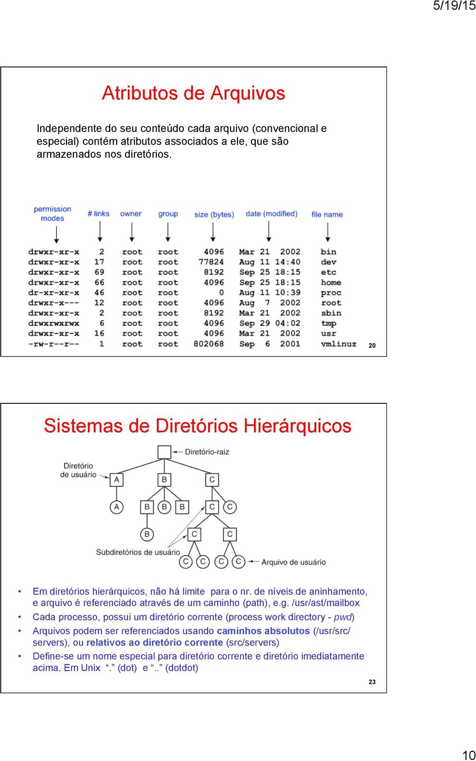 de níveis de aninhamento, e arquivo é referenciado através de um caminho (path), e.g.