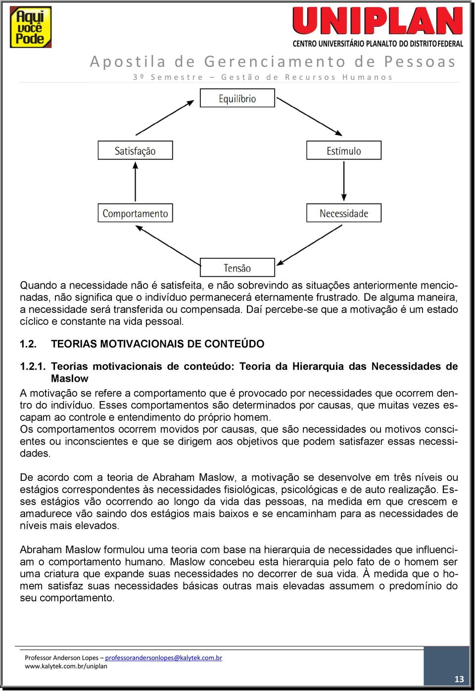 2. TEORIAS MOTIVACIONAIS DE CONTEÚDO 1.