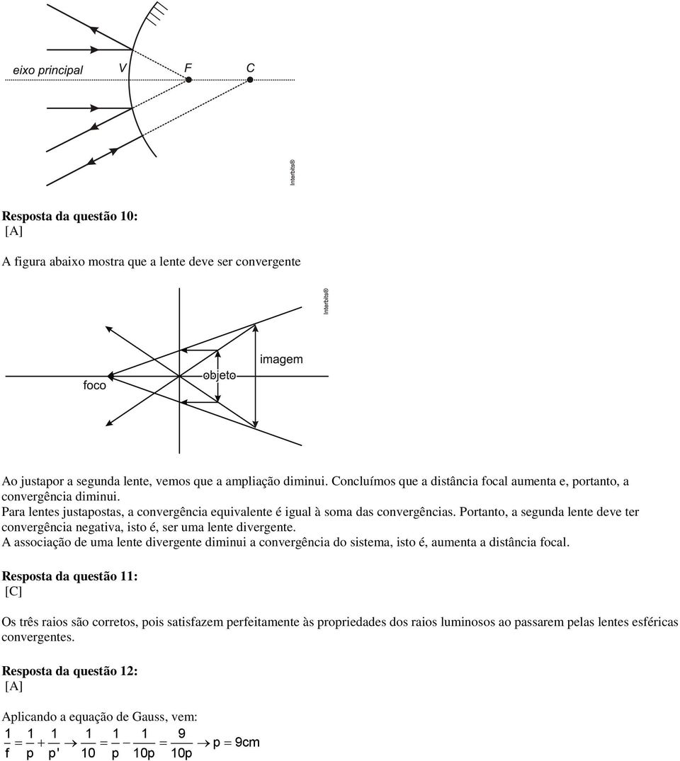 Portanto, a segunda lente deve ter convergência negativa, isto é, ser uma lente divergente.