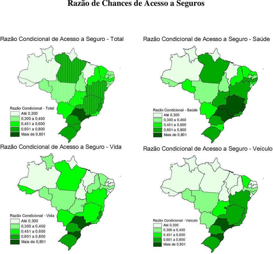 0,300 0,300 a 0,450 0,451 a 0,600 0,601 a 0,800 Mais de 0,801 Razão Condicional de Acesso a Seguro - Veículo Razão Condicional - Vida Até 0,300