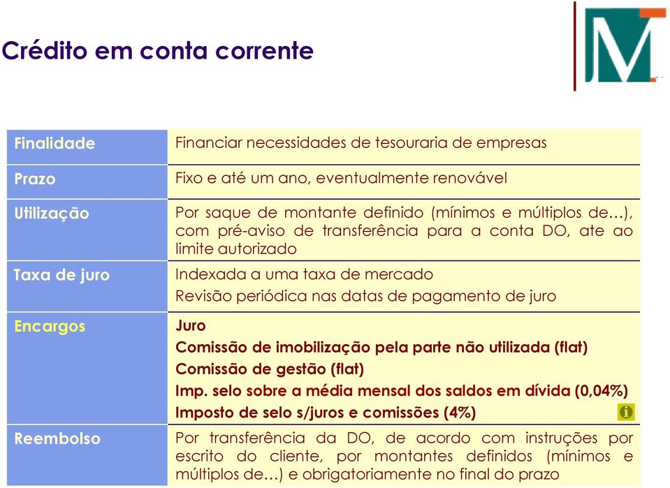 datas de pagamento de juro Juro Comissão de imobilização pela parte não utilizada (flat) Comissão de gestão (flat) Imp.