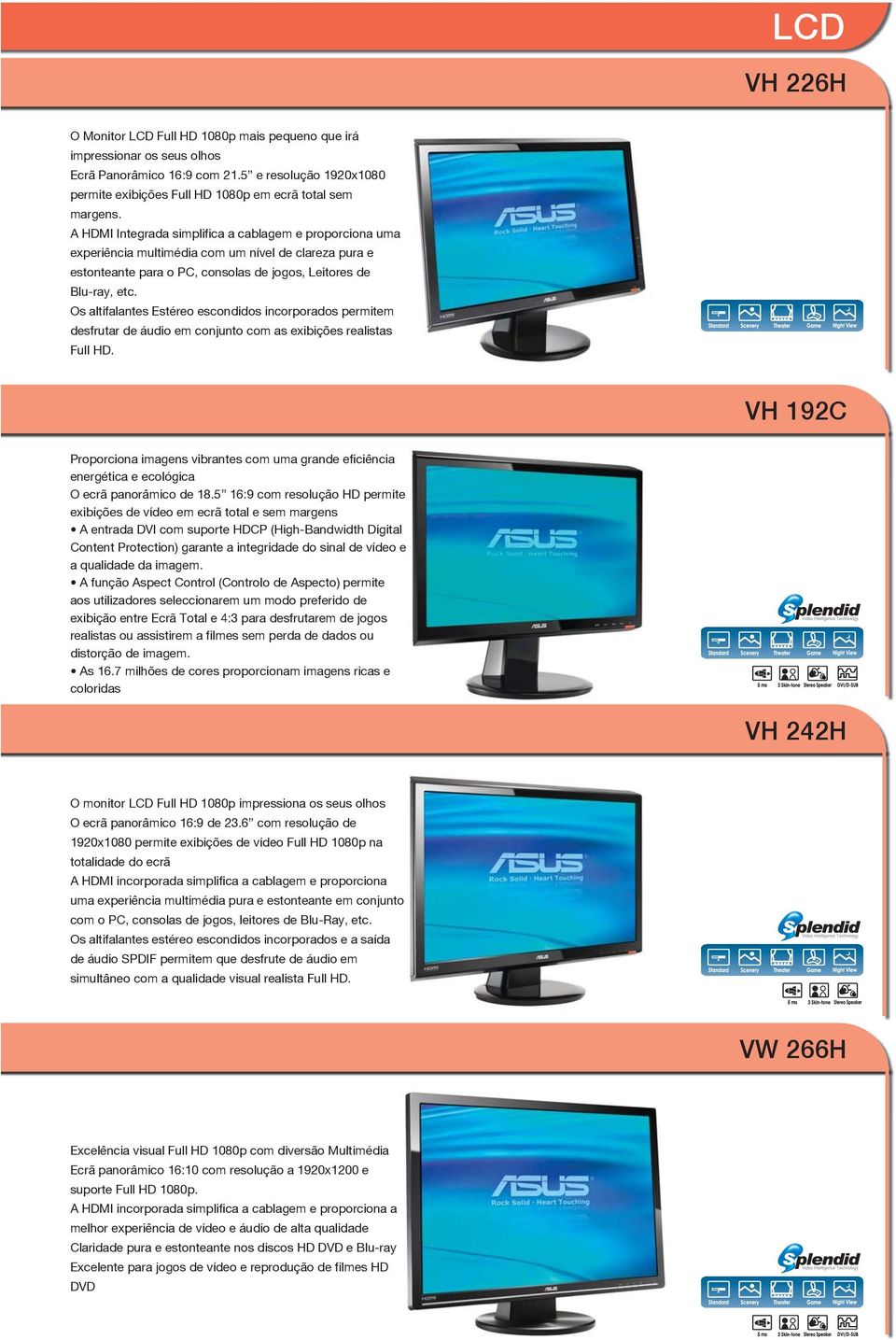 Os altifalantes Estéreo escondidos incorporados permitem desfrutar de áudio em conjunto com as exibições realistas Full HD.