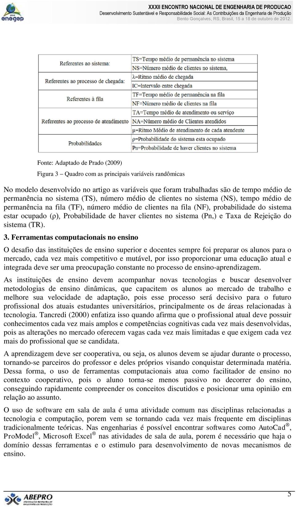 clientes no sistema (Pn,) e Taxa de Rejeição do sistema (TR). 3.