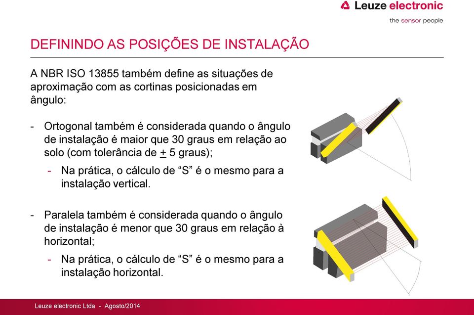 de + 5 graus); - Na prática, o cálculo de S é o mesmo para a instalação vertical.